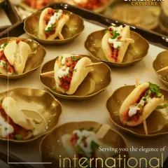 Serving you the elegance of international taste. These Chicken & Corn Baos, filled with a savory mixture in a burnt red chilly sauce, are a perfect example of our Pan-Asian expertise.