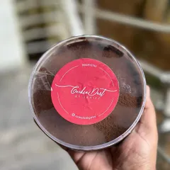 The CookieDust label on my Dream Cake. This brand is my promise to you. A promise of desserts made from scratch, with no shortcuts, no premixes, and only the best ingredients I can find.