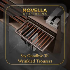 Keep your trousers and formal wear perfectly crisp and wrinkle-free. This specialized trouser pull-out unit provides individual hanging rods in a compact, slide-out frame for easy access and impeccable organization.