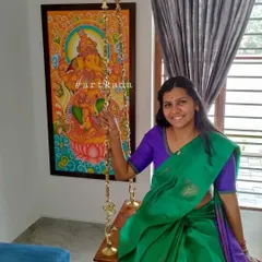 Happy Vinayaka Chaturthi. Here is a happy client with a Ganesha mural I painted for her home, perfectly placed next to a traditional swing.