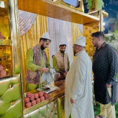 Guests being served traditional Kashmiri Kahwa from a classic samovar. This station provides a warm and welcoming experience, especially at evening events.