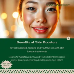 Skin Boosters offer multiple benefits for revealing hydrated, radiant, and youthful skin. They deliver deep nourishment from within for visible, lasting results.