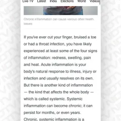 A screenshot from my NDTV article on inflammation. Chronic inflammation can be made worse or better with diet, and it's linked to many serious health issues.