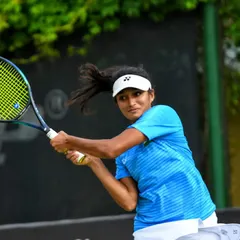 Making my debut for India in the Billie Jean King Cup. Here I am playing doubles, fighting for every point with my partner. The experience of competing alongside the best in the country was unforgettable.