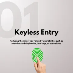 Our keyless entry systems, primarily using biometric fingerprint access, reduce risks associated with lost, stolen, or duplicated keys. Your unique fingerprint becomes the key, offering a highly secure and personal way to access your home.