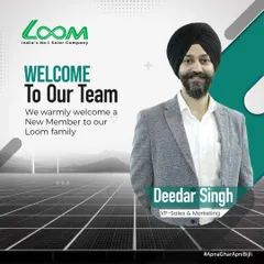 We welcome Deedar Singh to the Loom Solar family as our new Vice President of Sales & Marketing. His experience and passion will help us bring solar energy to more homes and businesses across India.