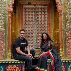 A moment of storytelling captured by a golden door. Here I am with historian Dr. Prof. Farhat Nasreen, sharing tales that bridge the past and present.