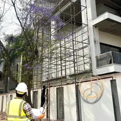 Facade development in full swing at the civil work stage of one of our architectural projects. This is where the vision on paper begins to take shape in three dimensions, rising to new heights.