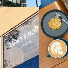A collage from a cafe hopping adventure. It's a moodboarded cliché with personal flair, featuring coffee, cookies, and the facade of a Bandra cafe.