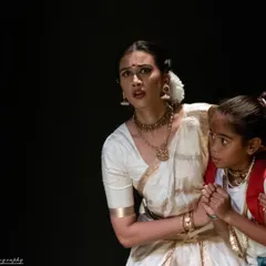 "Beware, be careful." A moment of intense emotion from "Panna Dhai," where I am protecting the young prince. Using French dialogues for this production was a first for me and a wonderful challenge.