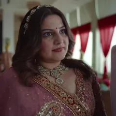 A close-up of the bride's look from the Blinkit x Havells wedding film. I chose a beautiful dusty pink lehenga with intricate embroidery and paired it with elegant jewelry.