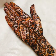 A close-up of the palm in this detailed design, showing the fine lines and beautiful motifs.