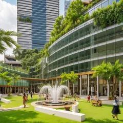 Redevelopment offers a chance to reimagine how we live in cities. This proposal for Navjivan CHS transforms a dense site by introducing a large central park with a fountain, creating an inclusive community space that serves as the green heart of the project.