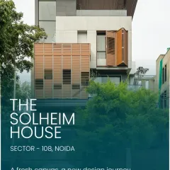 A closer look at the facade of The Solheim House in Sector 108, Noida. The design journey for this home was focused on creating a fresh, modern aesthetic that stands out in its environment.