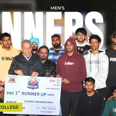The men's runners-up, Sir Chhotu Ram College, proudly accept their prize. We provide a platform for collegiate and professional teams to battle it out for the top spot.