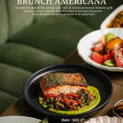 We believe brunch should be an event in itself. Our Brunch Americana features gourmet takes on grill classics, like this perfectly seared salmon on a bed of fresh vegetables, showcasing our commitment to flavor and presentation.
