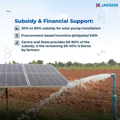 The PM-KUSUM scheme offers significant financial support, with subsidies ranging from 30% to 90% for solar pump installations. We facilitate this process, helping farmers access central and state government incentives to make the transition to clean energy affordable.