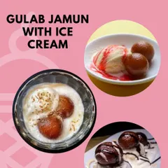 The ultimate indulgence: warm, soft Gulab Jamun served with a scoop of creamy vanilla ice cream. A delightful contrast of temperatures and textures.