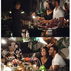 Celebrate your love in style. This collage shows a private celebration in action, from the Surprise Specialist hosting to the couple enjoying their beautifully decorated table.