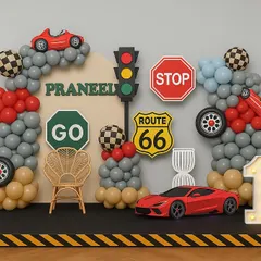 This is the original design concept for Praneel's racing party. Comparing this with the final photo shows how I bring a creative vision to life, ensuring every detail is perfect.