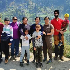 A family-friendly group enjoying the Himalayan scenery on our Tirthan Valley exploration. Our trips are for all ages.