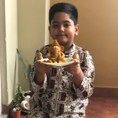 For Ganesh Chaturthi, this student sculpted his own Ganesha idol from turmeric dough. These hands-on activities connect children to the spiritual and cultural significance of festivals.