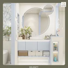 A playful touch is added with a Mickey Mouse-shaped mirror, showing how we can incorporate fun elements into a sophisticated design.