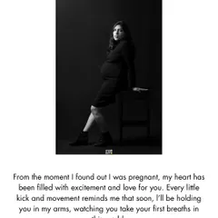 A powerful monochrome portrait capturing the quiet anticipation of motherhood. The dramatic lighting and simple black dress create a timeless, elegant, and deeply personal image.