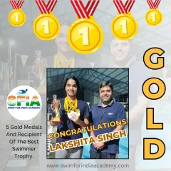 A proud moment with Lakshita Singh, who swept the CBSE Swimming competition with 5 Gold Medals and the Best Swimmer award. Her dedication is an inspiration to all.