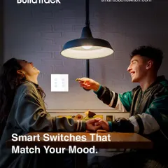 Our smart switches match your mood. This image captures a couple enjoying a dinner date at home, with the lighting perfectly set to create a romantic and intimate atmosphere, all controlled by our system.