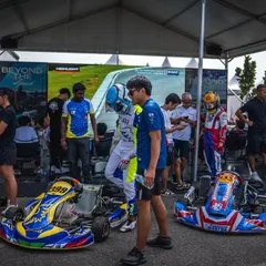 The bustling paddock area at the RMC Asia trophy, where our team and karts are prepared for the international stage.
