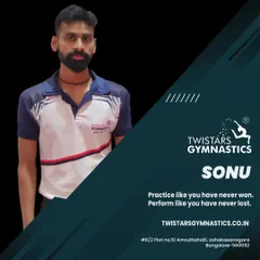 Meet our coach, Sonu. His philosophy is simple: practice like you have never won, and perform like you have never lost. He inspires our gymnasts to always give their best.