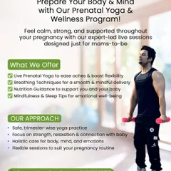 My Prenatal Yoga & Wellness Program is designed to support you through every trimester. We combine safe yoga, breathing techniques for delivery, personalized nutrition, and mindfulness to ensure a calm, strong, and healthy pregnancy journey.