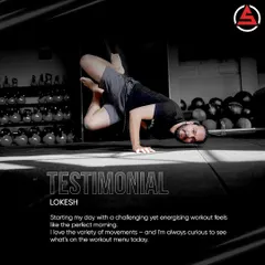 Listen to what our clients have to say. Lokesh loves the variety of movements and the hawk-eyed coaching. Tamarra shifted her focus from being thin to being strong, and Aadhi found the motivation to prioritize his fitness.