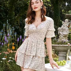 A fresh, summery look styled for the popular fashion brand Urbanic. The styling of this floral tiered romper is light and playful, set in a garden to create a perfect aspirational scene for their target audience.