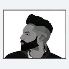 A grayscale portrait of the Punjabi singer and actor Parmish Verma. This was a fan art piece inspired by his song 'Aa Le Chakk Main Aa Gaya', capturing his signature look and style.