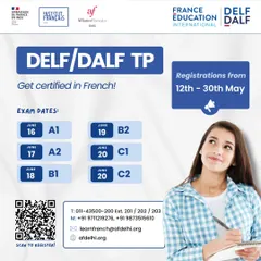 Plan ahead for the June session of the DELF/DALF Tout Public exams. This graphic clearly lays out the registration window and the specific exam dates for each level, from A1 to C2.