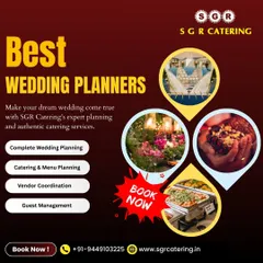 We are the best wedding planners to make your dream wedding come true. Our services include complete planning, catering, vendor coordination, and guest management, as shown in this detailed graphic.