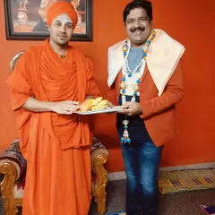 Being blessed and felicitated by a revered Swamiji during a program in Chamarajanagar. Receiving blessings from guru hiriyaru is always special.