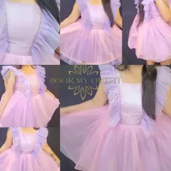 This collage showcases our playful lavender and pink short frock from multiple angles. With its ruffled sleeves and tulle skirt, it's a fun and flirty option for birthdays, bachelorettes, or any party where you want to dance the night away.