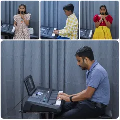 A collage from our BEML branch open mic, capturing the variety of vocal and keyboard performances from our talented students.