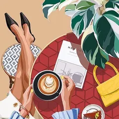 The chic reference painting for a coffee and paint workshop, perfectly capturing the vibe of a relaxed afternoon at a cafe.