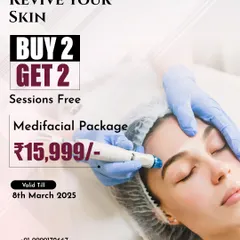 Celebrate Women's Day with our "Revive Your Skin" package. This offer includes a Buy 2, Get 2 Free deal on Medifacial sessions to help you achieve glowing, healthy skin.