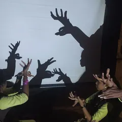 A behind the screen look at how we create our shadow puppets. Using only our hands, we form animals and characters, like these two deer, to tell stories in our Neralu - Belaku show.