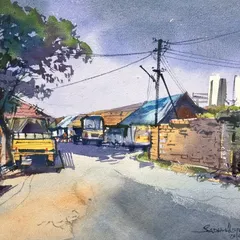 This beautiful watercolor landscape, created by a master artist, represents the level of skill and artistry we aspire to cultivate in our students. It's a reminder of what's possible with practice and passion.