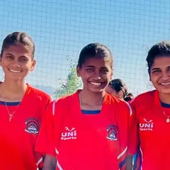 Three of our talented women players, Siddhi, Kajal, and Devika, who were selected for the North Maharashtra University team.