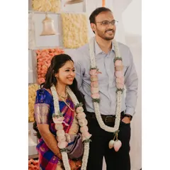 The happy couple during their engagement ceremony. I gave the bride a soft, natural makeup look that was perfect for this intimate and joyful occasion.