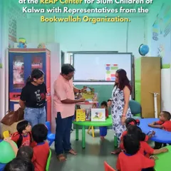 Representatives from Bookwallah and REAP NGO come together to launch the Magic Crate Library. These partnerships are essential for extending our reach to more communities in need.