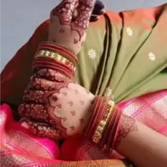 Another look at a gorgeous, mature henna stain. The color is deep and even, showing the quality of the paste and care taken during the application.