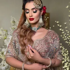 Another angle of this stunning Nikkah bride. The makeup is designed to be flawless from every view, highlighting her features with expert contouring and a radiant finish.